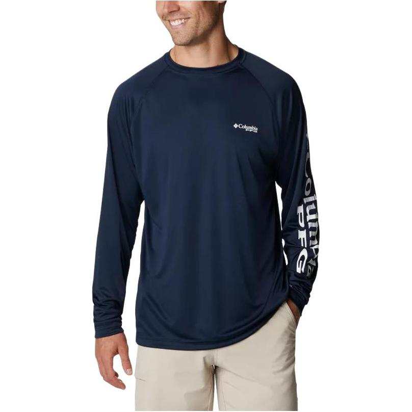 Columbia T Shirts Men's Navy Blue Crew Neck Moderate Straight Fit