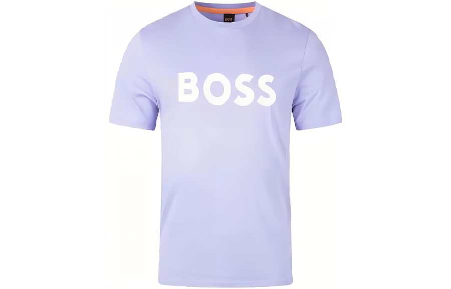 HUGO BOSS T Shirts Men's Light Purple Crew Neck Moderate Straight Fit