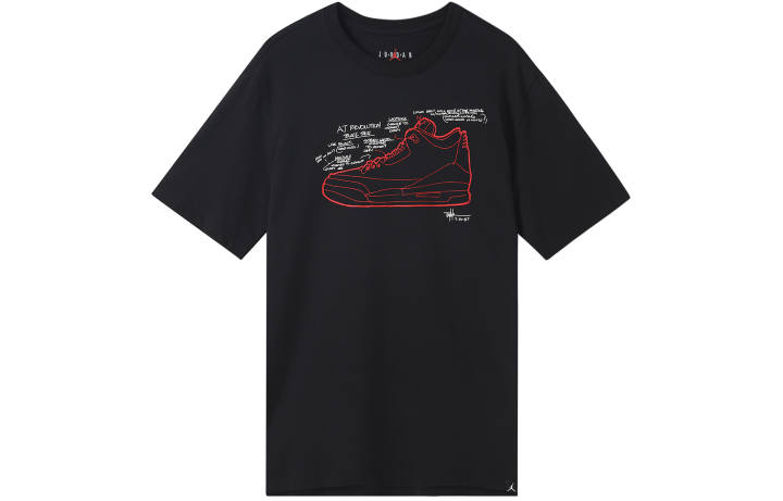 Jordan Jordan T Shirts Men's Black Crew Neck Moderate Straight Fit