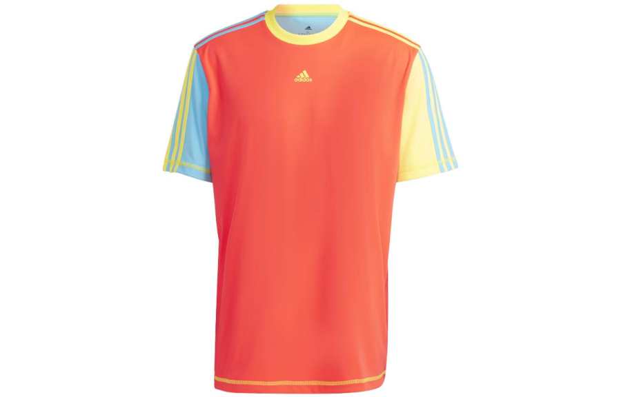 Adidas Adidas T Shirts Unisex Sun Red Crew Neck Moderate Straight Fit