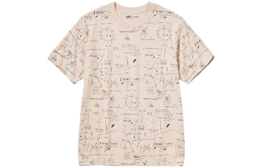 UNIQLO T Shirts Unisex Light Beige Crew Neck Moderate Straight Fit