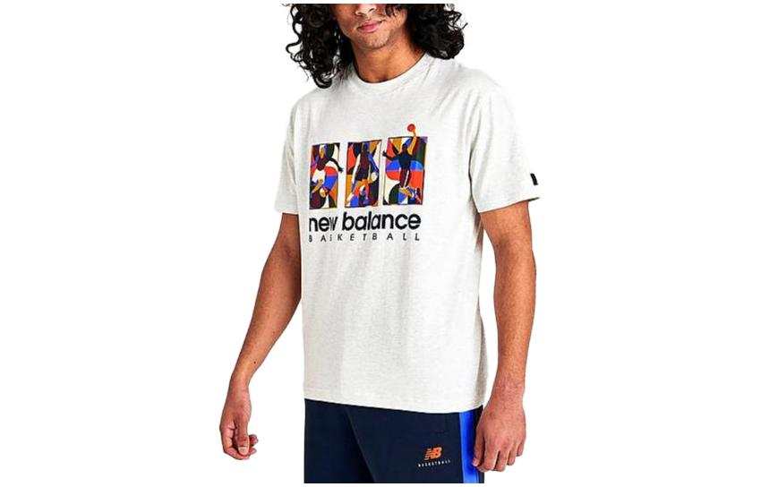 New Balance New Balance T Shirts Men's White Crew Neck Moderate Straight Fit