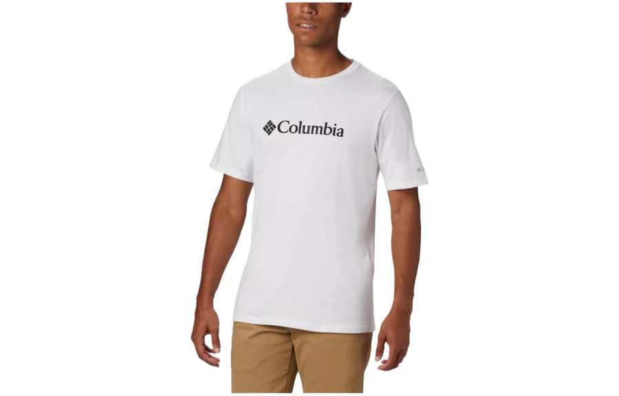 Columbia T Shirts Men's White Crew Neck Moderate Straight Fit