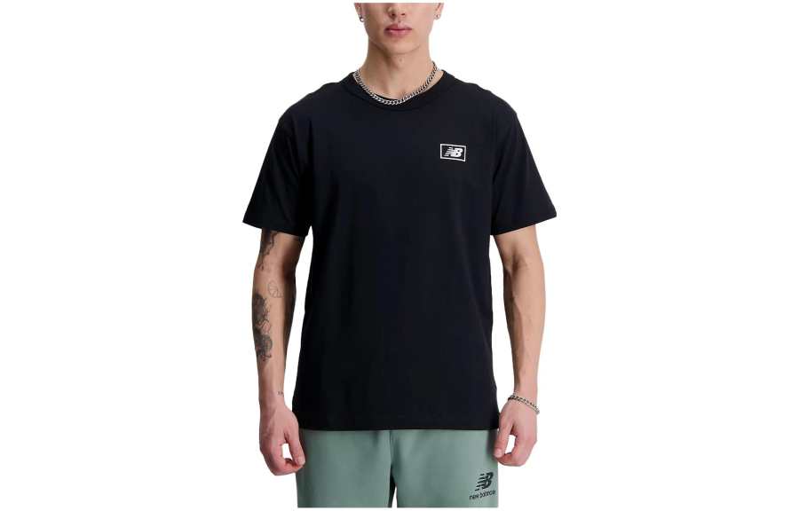 New Balance New Balance T Shirts Men's Black Crew Neck Moderate Straight Fit