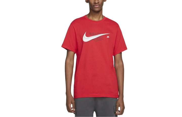 Nike Nike T Shirts Men's Red Crew Neck Moderate Straight Fit