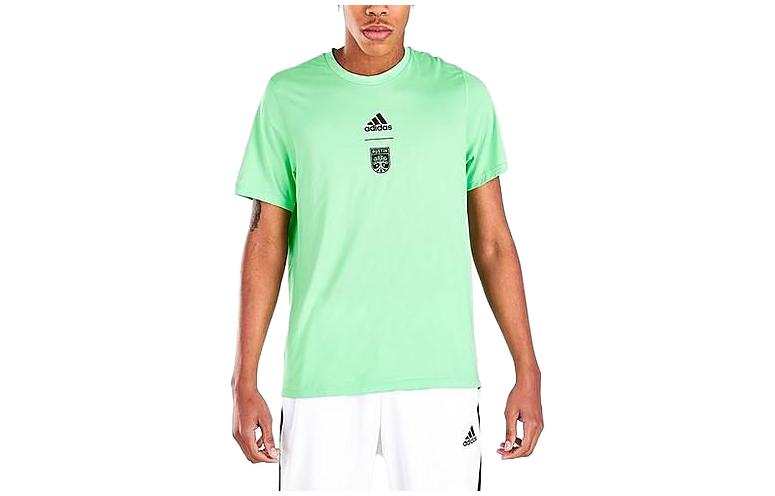 Adidas Adidas T Shirts Men's Mint Green Crew Neck Moderate Straight Fit