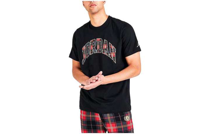 Jordan Jordan T Shirts Men's Black Crew Neck Moderate Straight Fit