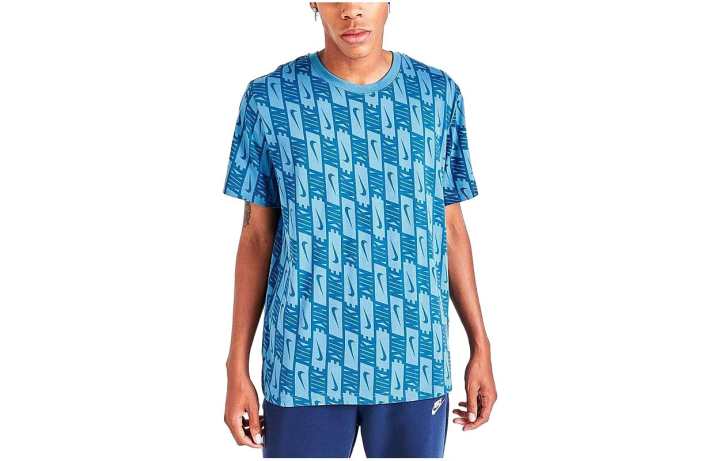 Nike Nike T Shirts Men's Blue Crew Neck Moderate Straight Fit