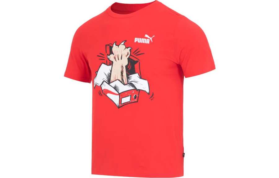 PUMA T Shirts Men's Red Crew Neck Moderate Straight Fit