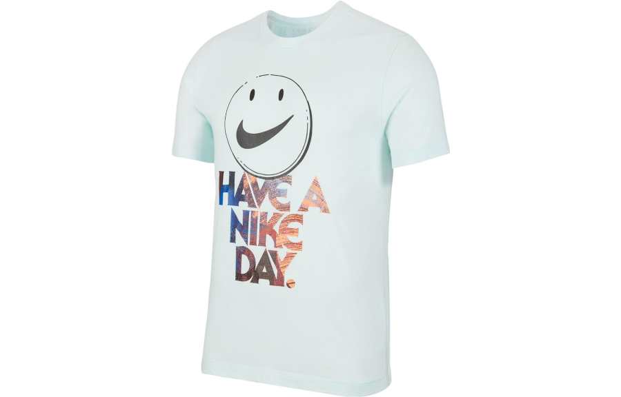 Nike Nike T Shirts Men's Light Cyan Crew Neck Moderate Straight Fit