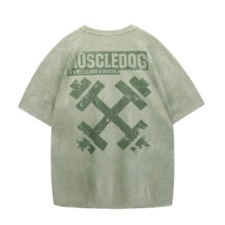 Muscle Dog T Shirts Men's Crew Neck Moderate Straight Fit