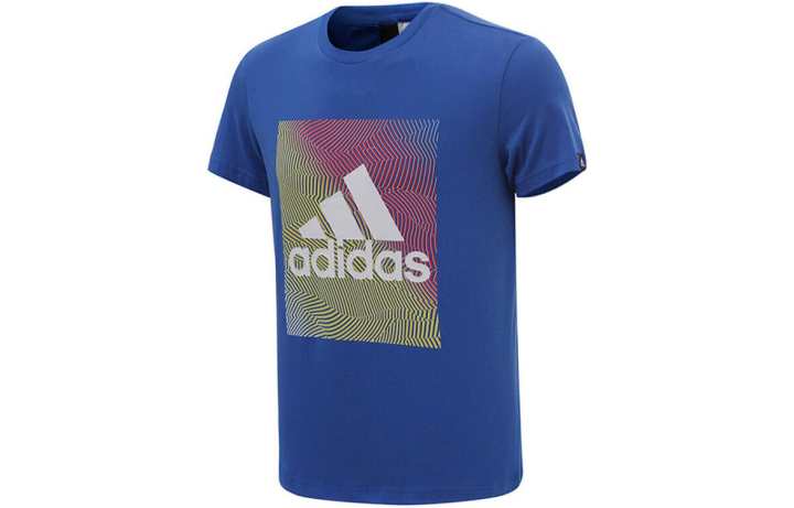 Adidas Adidas T Shirts Men's Blue Crew Neck Moderate Straight Fit