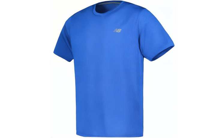 New Balance New Balance T Shirts Men's Blue Crew Neck Moderate Straight Fit