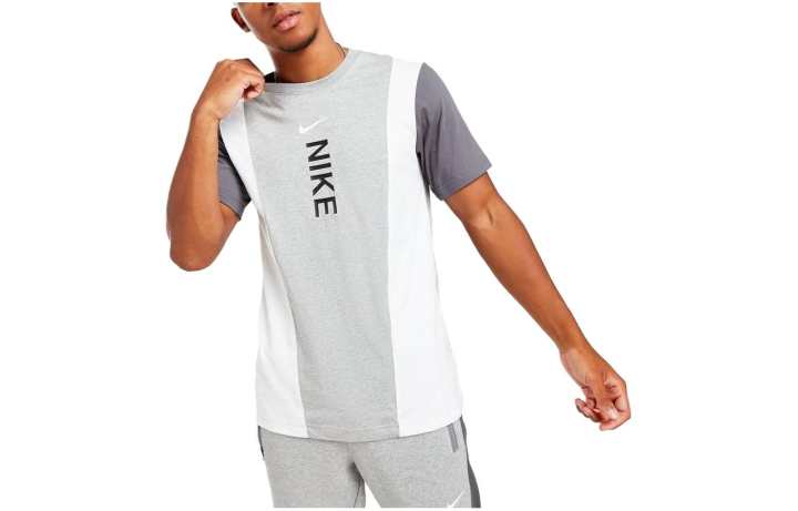 Nike Nike T Shirts Men's Gray Crew Neck Moderate Straight Fit