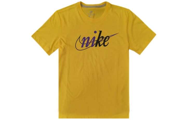 Nike Nike T Shirts Men's Yellow Crew Neck Moderate Straight Fit