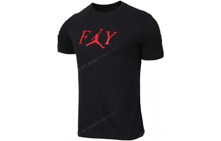 Jordan Jordan T Shirts Men's Black Crew Neck Moderate Straight Fit