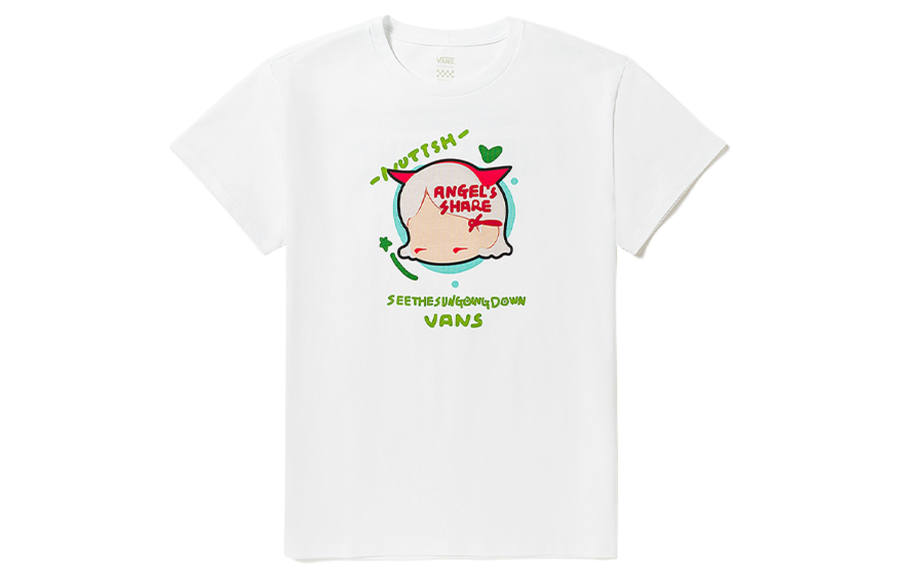 Vans T Shirts Unisex White Crew Neck Moderate Straight Fit