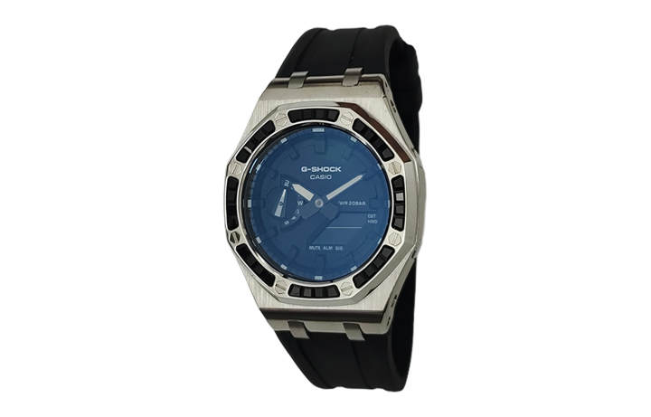 CASIO CASIO Custom Collection Electronic Movement Fluoroelastomer Strap Watch Men's Watches Black Dial