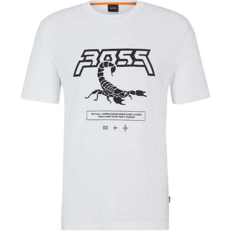 HUGO BOSS Cotton Jersey T Shirt With Seasonal Artwork T Shirt Men's White