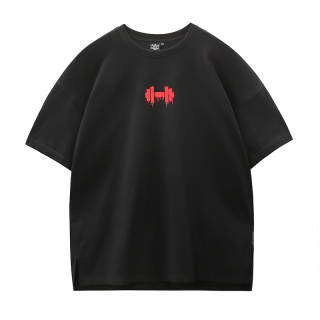 Muscle Dog T Shirts Men's Black Crew Neck Moderate Straight Fit