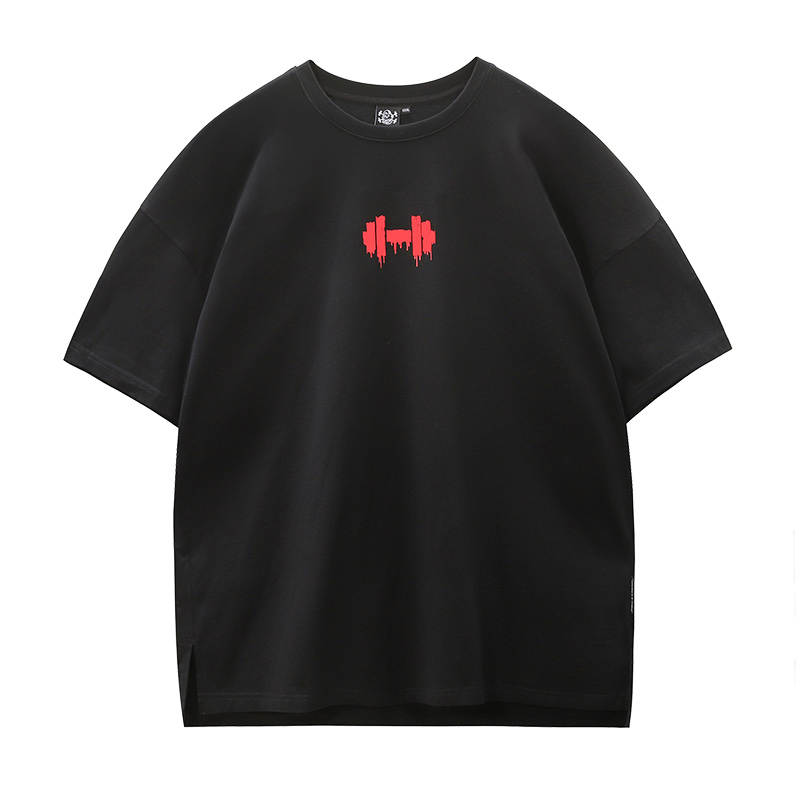 Muscle Dog T Shirts Men's Black Crew Neck Moderate Straight Fit