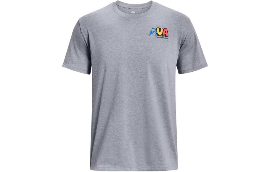 Under Armour T Shirts Men's Gray Crew Neck Moderate Straight Fit