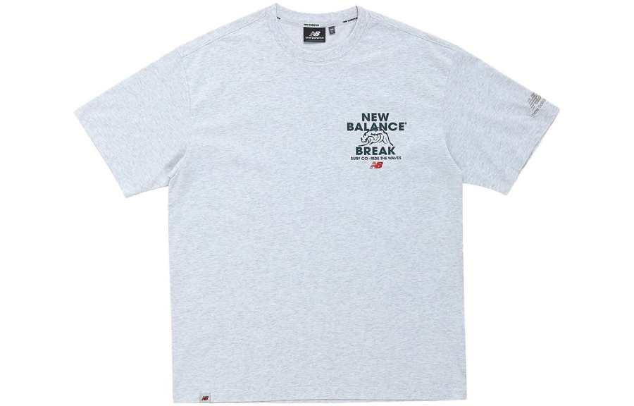 New Balance New Balance T Shirts Men's Gray Crew Neck Moderate Straight Fit