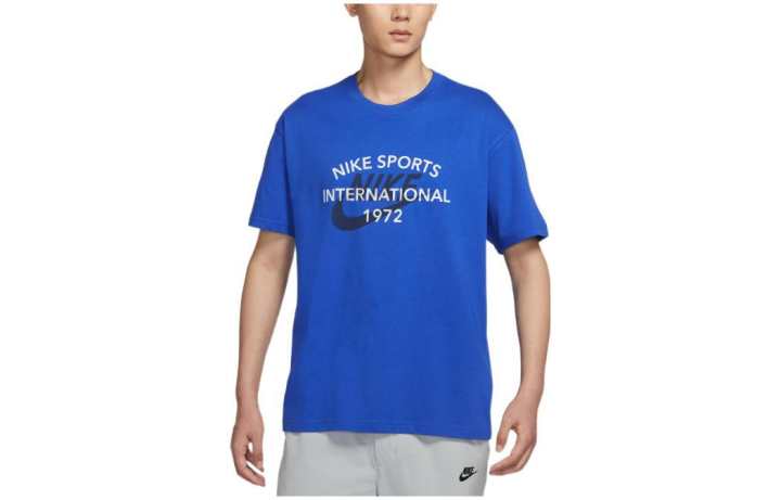 Nike Nike T Shirts Men's Blue Crew Neck Moderate Straight Fit