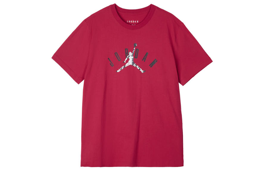Jordan Jordan Flight T Shirts Men's Dark Red Crew Neck Moderate Straight Fit