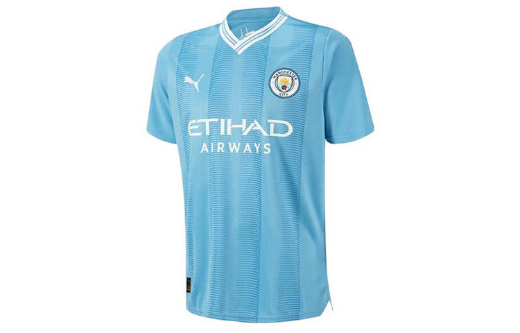 PUMA Manchester City Home Jersey Collection T Shirts Men's V Neck Moderate