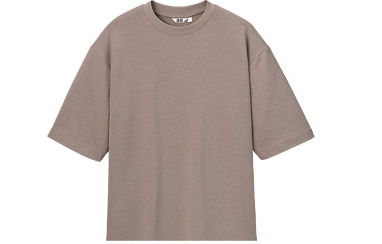 UNIQLO T Shirts Men's Chestnut Crew Neck Moderate Straight Fit