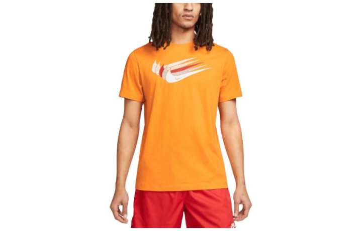 Nike Nike T Shirts Men's Orange Crew Neck Moderate Straight Fit