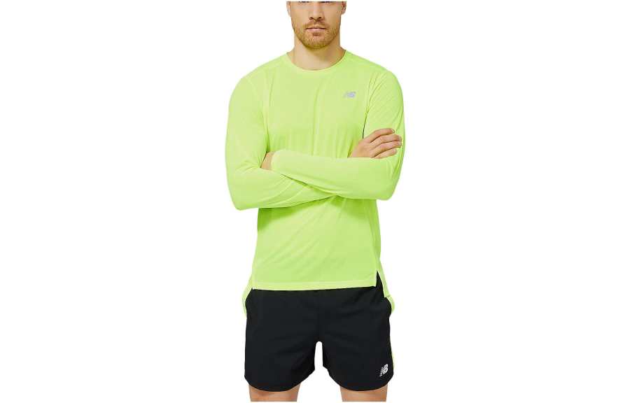 New Balance New Balance T Shirts Men's Green Crew Neck Moderate Straight Fit