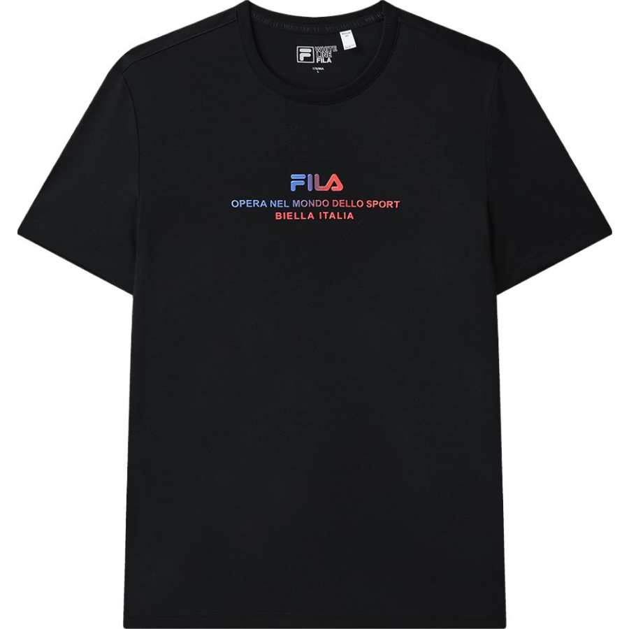 FILA T Shirts Men's Jet Black Crew Neck Moderate