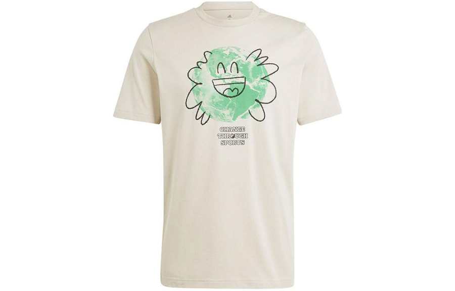 Adidas Adidas T Shirts Men's Beige Crew Neck Moderate Straight Fit