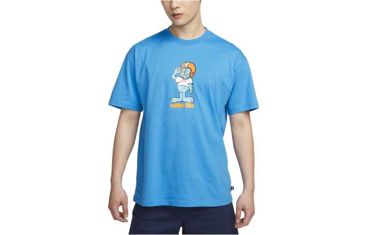 Nike Nike T Shirts Men's Blue Crew Neck Moderate Straight Fit