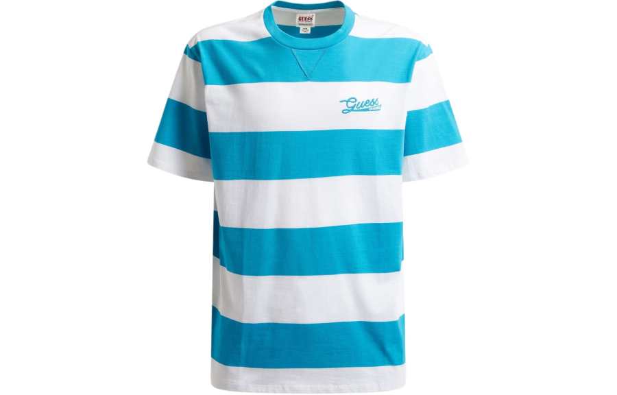 GUESS Striped T Shirt T Shirt Men's Blue