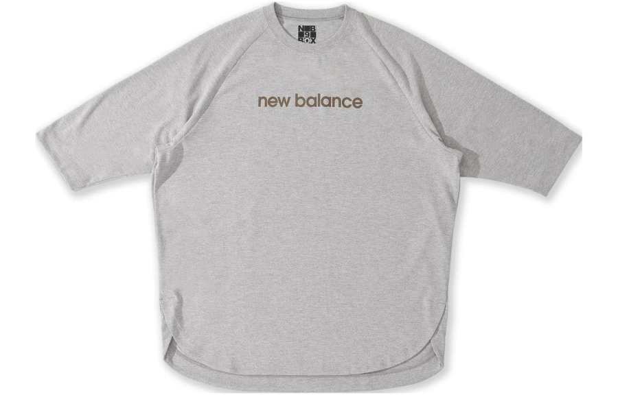 New Balance New Balance Raglan T Simple T Shirts Unisex Gray Crew Neck Moderate