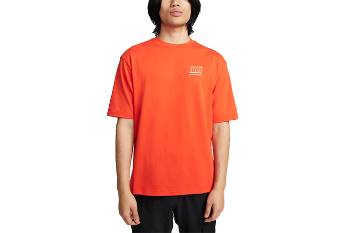 Nike Nike T Shirts Men's Orange Crew Neck Moderate Straight Fit