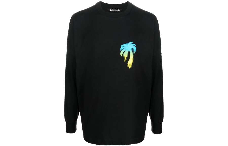 PALM ANGELS Sprayed Palm Logo Over Longsleeve T shirt
