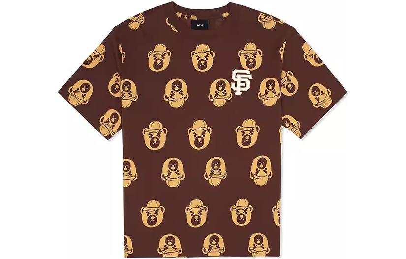 MLB MLB T Shirts Unisex Brown Crew Neck Moderate Straight Fit