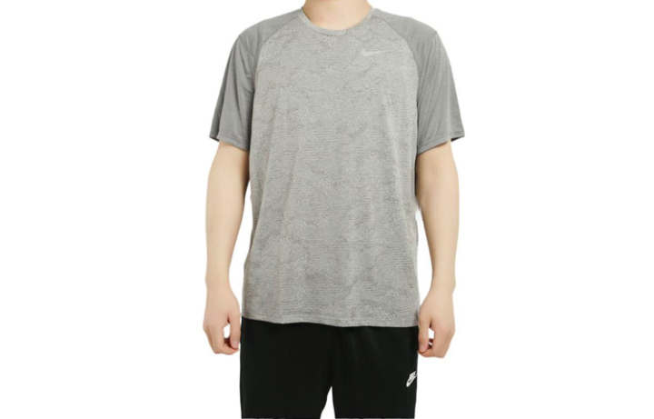 Nike Nike T Shirts Men's Gray Crew Neck Moderate Straight Fit