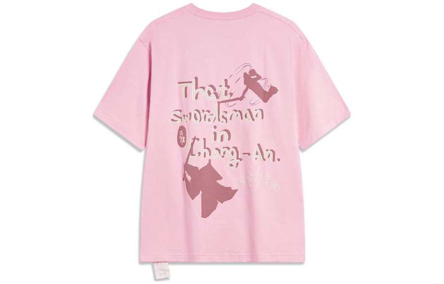 Li-Ning Li Ning Badfive Drop Shoulder Sleeve T Shirt Unisex Flower Branch Pink