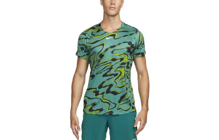 Nike Nike T Shirts Men's Mineral Blue Crew Neck Moderate Straight Fit