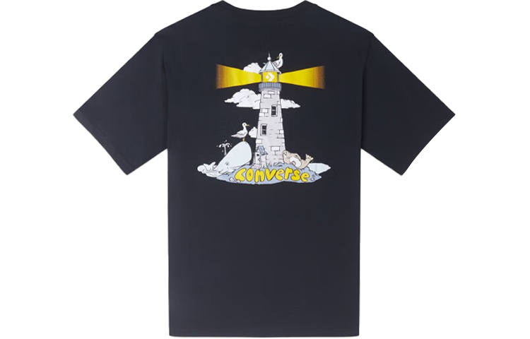 Converse T Shirts Men's Black Crew Neck Moderate Straight Fit