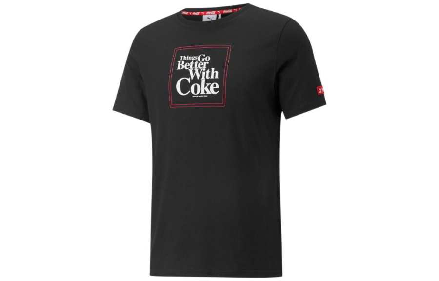 PUMA X Coca Cola Puma X Coca Cola T Shirts Men's Black Crew Neck Moderate Straight Fit