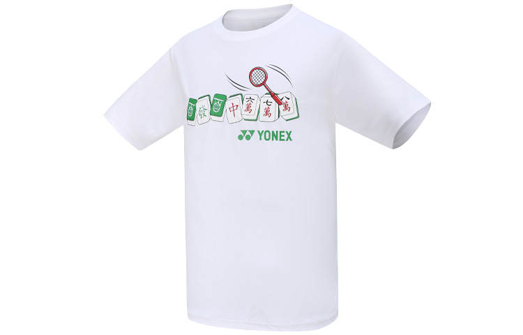 YONEX T Shirts Men's White Crew Neck Moderate Straight Fit