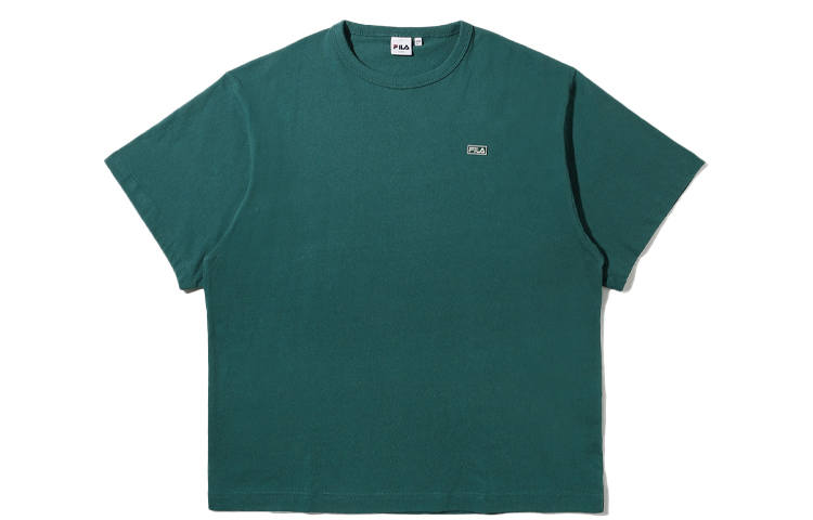 FILA T Shirts Men's Green Crew Neck Moderate Straight Fit