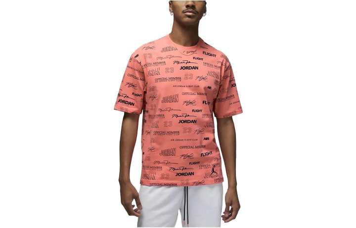Jordan Jordan T Shirts Men's Coral Crew Neck Moderate Straight Fit