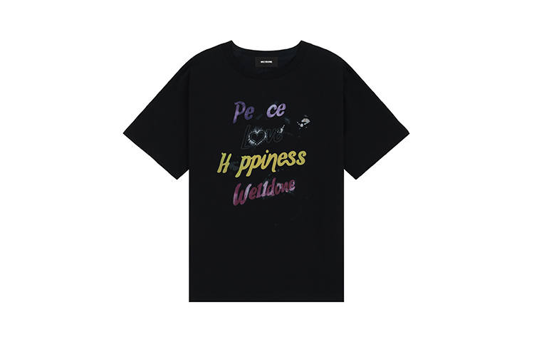 WE11DONE T Shirts Unisex Black Crew Neck Moderate Straight Fit